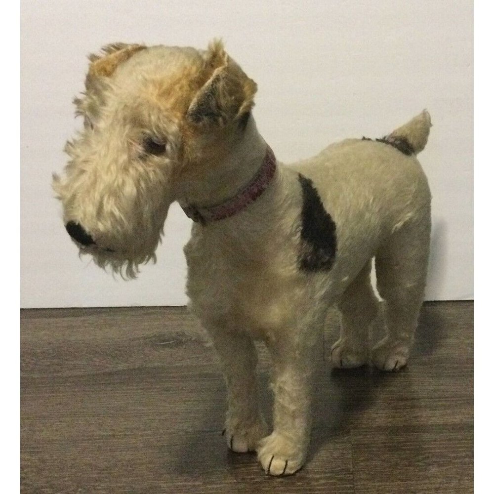 Vintage Steiff Fox Terrier Dog Puppy Mohair Large Stuffed Animal Plush Germany
